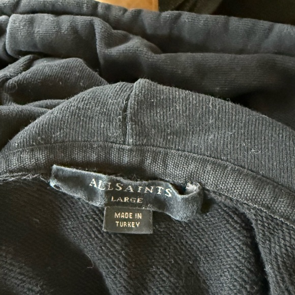 All Saints|Solid black hoodie pullover sweater with small simple logo•••Large - Picture 9 of 16
